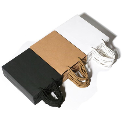 Recyclable Kraft Paper Bag With Window Handle Flat Hand Luxury Shopping Paper Bag