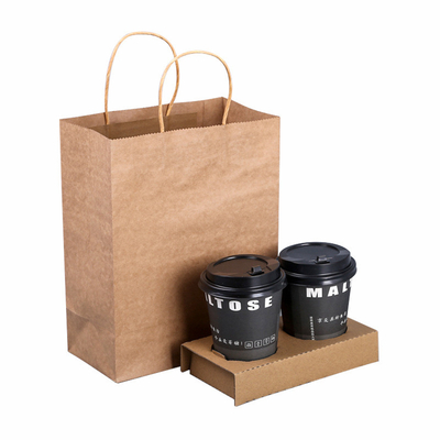 Het Document van koffiecarry kraft paper bag brown de Zak met Handvat haalt weg
