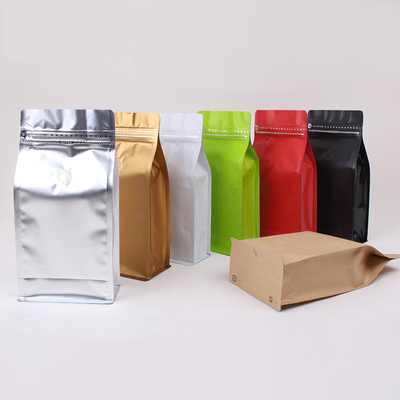 Low Price Custom Flat Bottom Waterproof Coffee Bags With Valve And Zipper