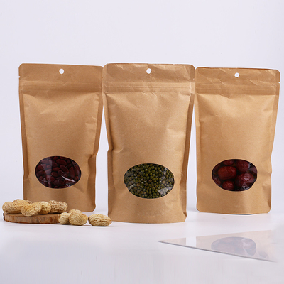 Recyclable Zipper Kraft Paper Bags For Gifts Food Wrapping Paper Gift Candy Bags Window Stand Up Gift Wedding Packaging Bag