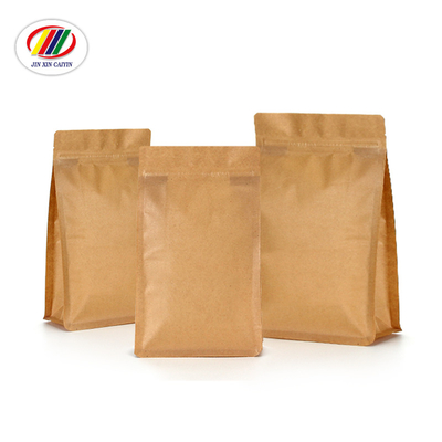 50g 250g 500g 1kg Flat Bottom Coffee Doypack Paper Packaging Pouch Stand Bag Eco-friendly Moisture Proof Zipper Kraft Paper For Powder